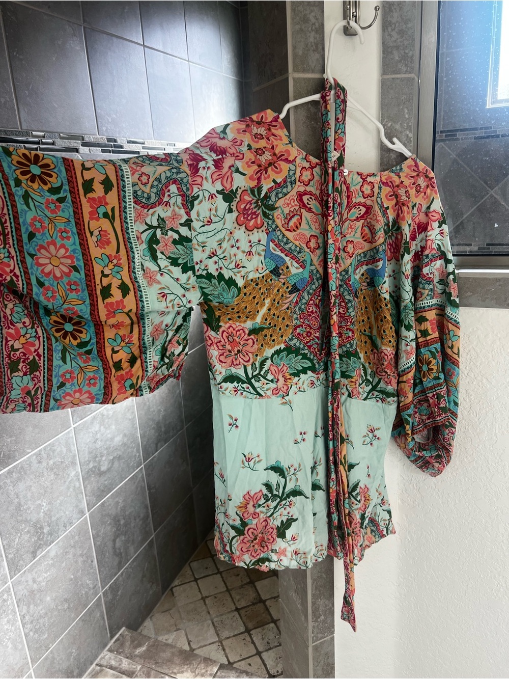 Spell Pastel Floral Kimono Romper in Mint, Pink and Cream - Picture 4 of 6